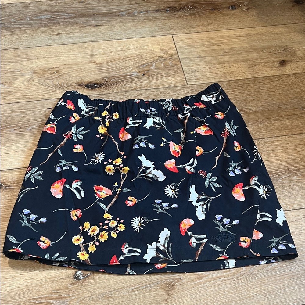 The North Face Black Floral Skirt with Red, Yellow & White Accents